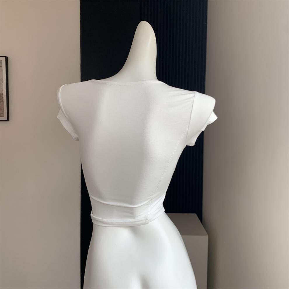 Dopamine tops Free shipping Tattoo Dopamine top 2023 comes with bra big U-neck short-sleeved T-shirt for women's summer slim and thin, fast AliExpress cross-generation hair