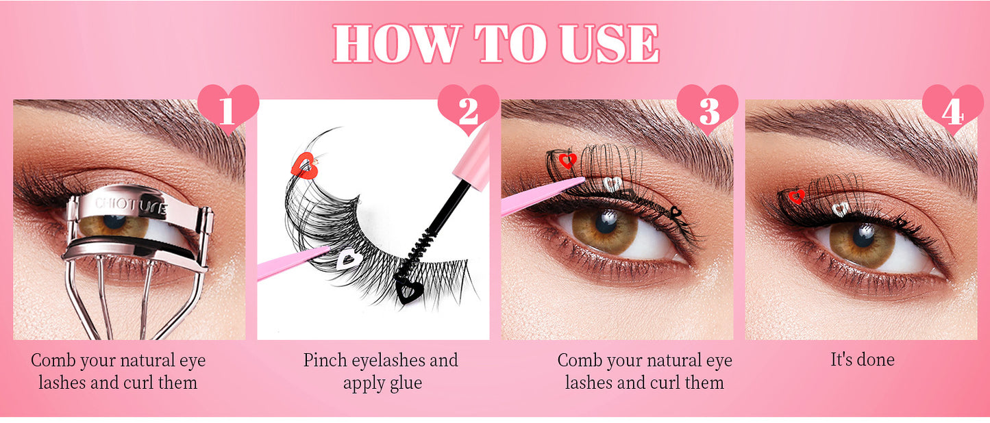 Eyelashes 4 pairs of oblique flying Fox false eyelashes natural thick curl cat eye false eyelashes