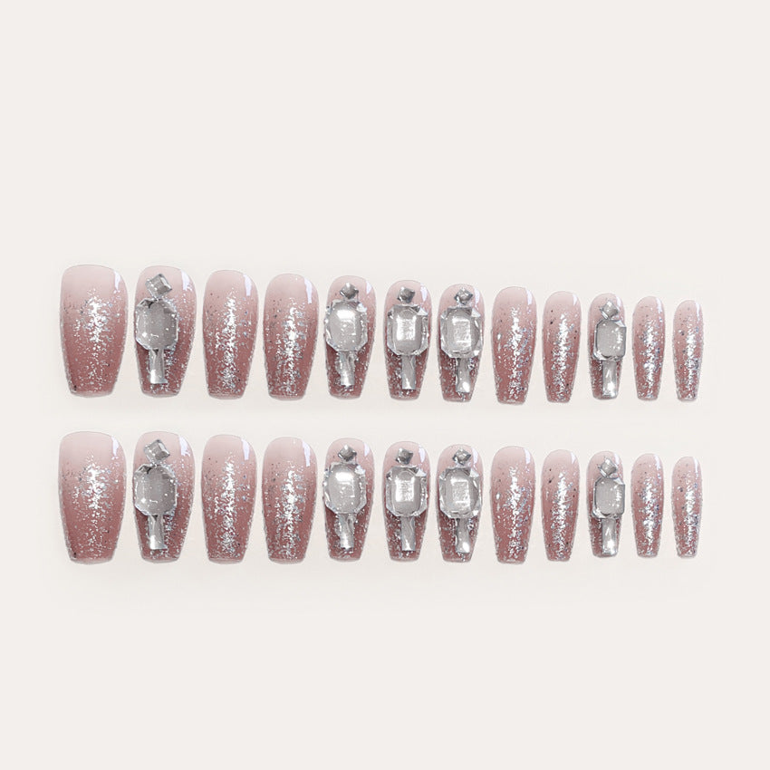 Fashion  nail New Nail Beauty Wear Nail Ins Advanced Pure Desire Rhinestone Nail Patch Wear Nail Bow Nail Stickers A35