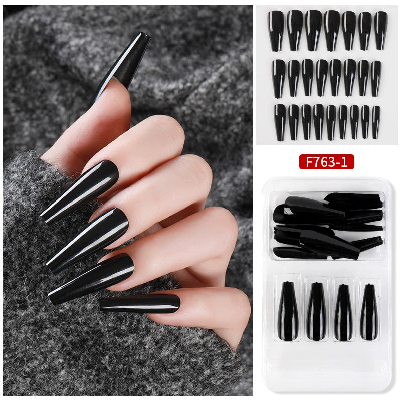 (Hand made nail) Nail patches for wearing ins long ballet nails, European and American nail patches, detachable 24 pieces for wearing finished nail patches