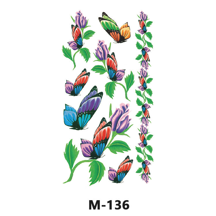 Free shipping Tattoo Sticker Tattoo Tattoo Sticker Simulation English Tattoo Sticker Paper Flower Colorized Butterfly Water Transfer Sticker Sweatproof and Waterproof Wholesale