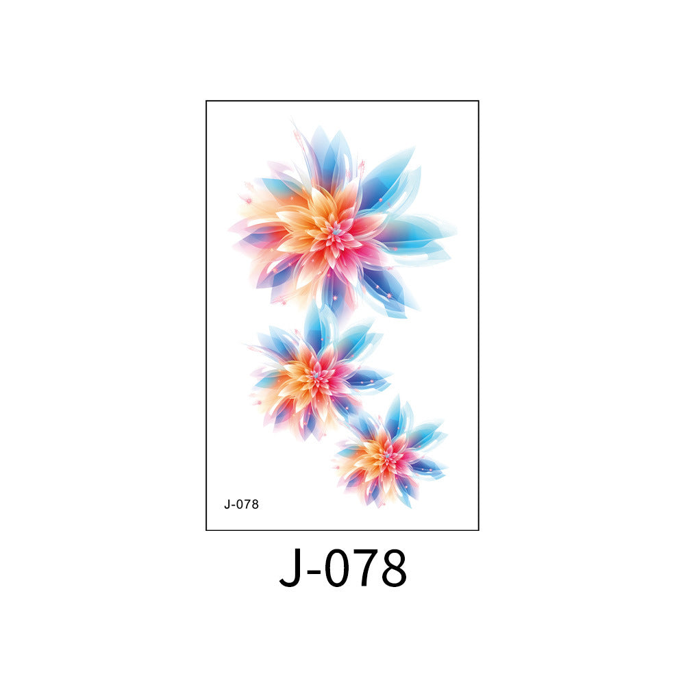 Free shipping Tattoo Colorful Flower Tattoo Sticker Disposable Waterproof Hand Back Clavicle Chest European and American Scar Covering Fresh Tattoo Sticker Paper