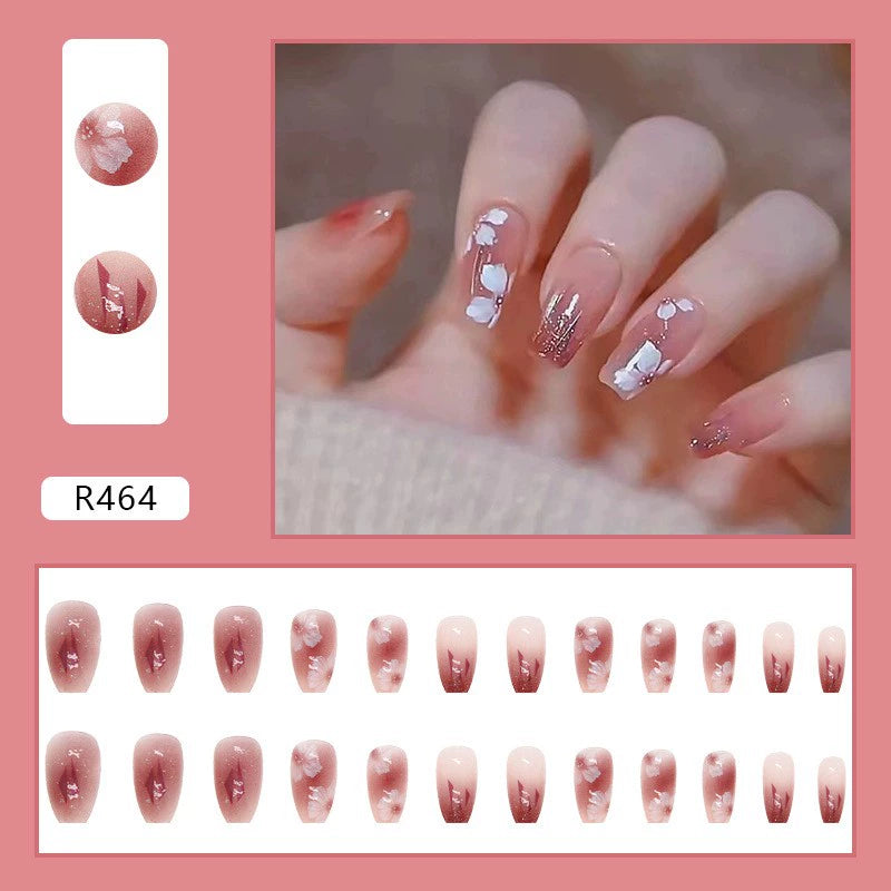 (Hand-made nail) French nail armor long black small fragrance simple white high-grade sense nail piece bride pregnant woman finished product.