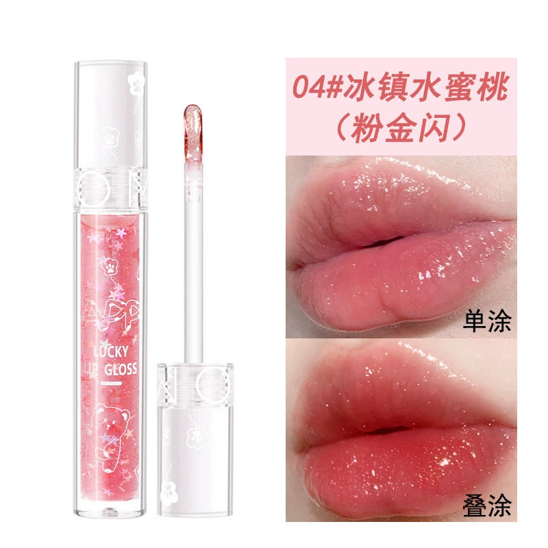 透明口红唇蜜珠光带闪玻璃唇无色细闪唇釉闪光叠涂口红亮晶晶闪亮超闪