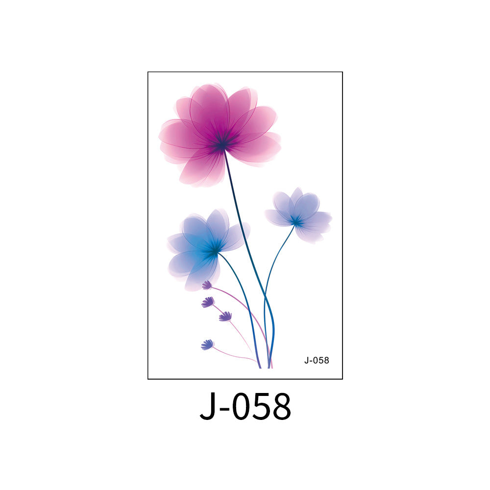 Free shipping Tattoo Colorful Flower Tattoo Sticker Disposable Waterproof Hand Back Clavicle Chest European and American Scar Covering Fresh Tattoo Sticker Paper