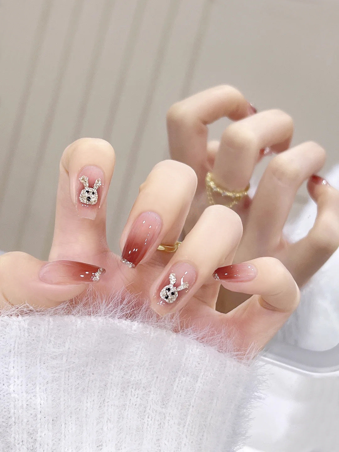 Fashion  nail Bunny Wearable Armor Nail Patch Nail Sticker Nail Stickers Fake Nails Wearable Nail Stickers A12