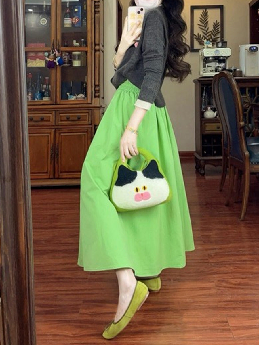 Dopamine dress Free shipping Tattoo Tea is matched with a complete set of thin autumn clothes, dopamine fried street fashion niche non-collision dresses, two-piece set for women