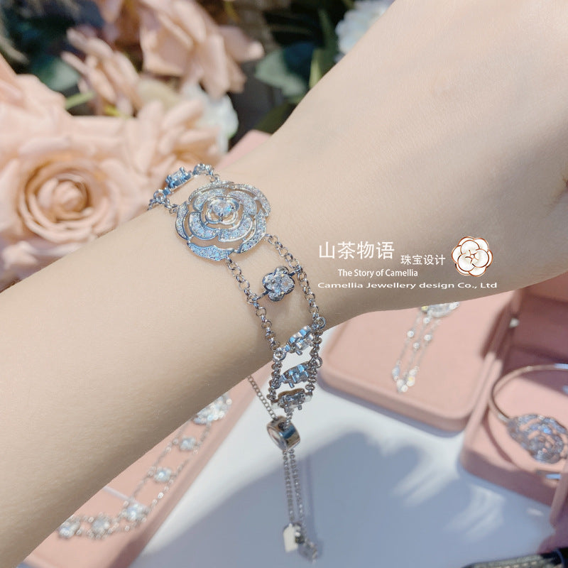 Camellia小香风山茶花项链套装女 轻奢小众高级设计感玫瑰花手链