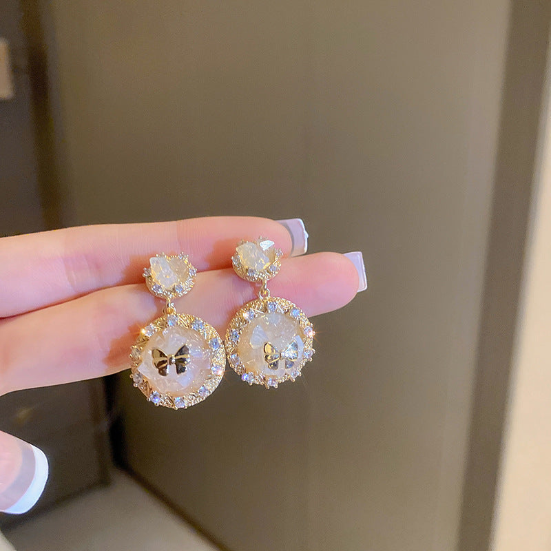 925银针水晶花朵耳环女时尚气质耳钉春季高级感简约ins耳饰潮批发