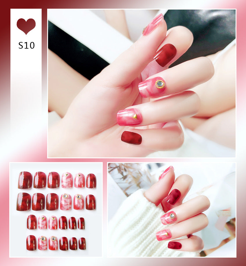Fashion  nail Tina Wear Fake Nails Manicure Bridal Patch 24 Pieces Fake Nails Waterproof Nail Shaped Piece Collection