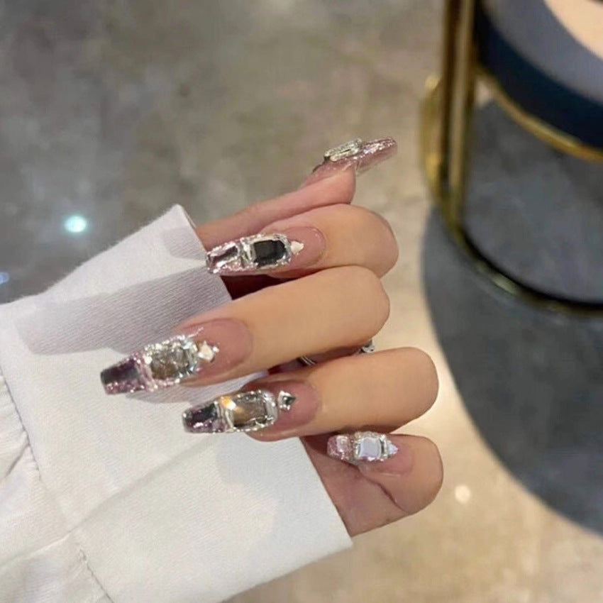 Fashion  nail New Nail Beauty Wear Nail Ins Advanced Pure Desire Rhinestone Nail Patch Wear Nail Bow Nail Stickers A35