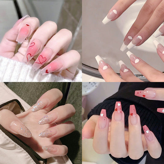 Fashion  nail Online Influencer Pop Fake Nails Wear Armor Finished Product Nail Tip Nail Stickers Removable Nail Patch Anti-24 Pieces