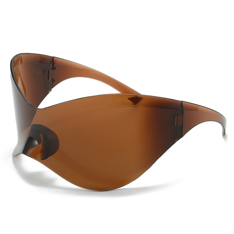 Women's fashion glasses 2023欧美大框太阳镜女潮Y2K千禧无框骑行墨镜男款跨境亚马逊爆款