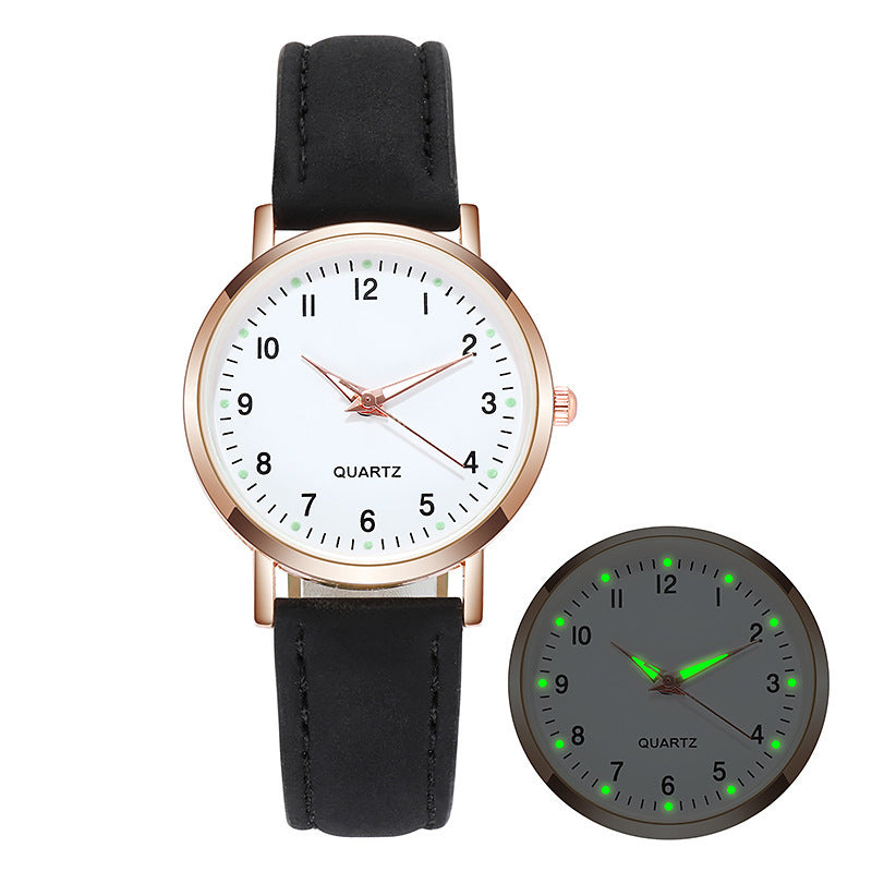 Fashion women's watchNew Simple Digital Men's and Women's Luminous Watch Small Fresh Matte Leather Casual Watch Women's Quartz Watch
