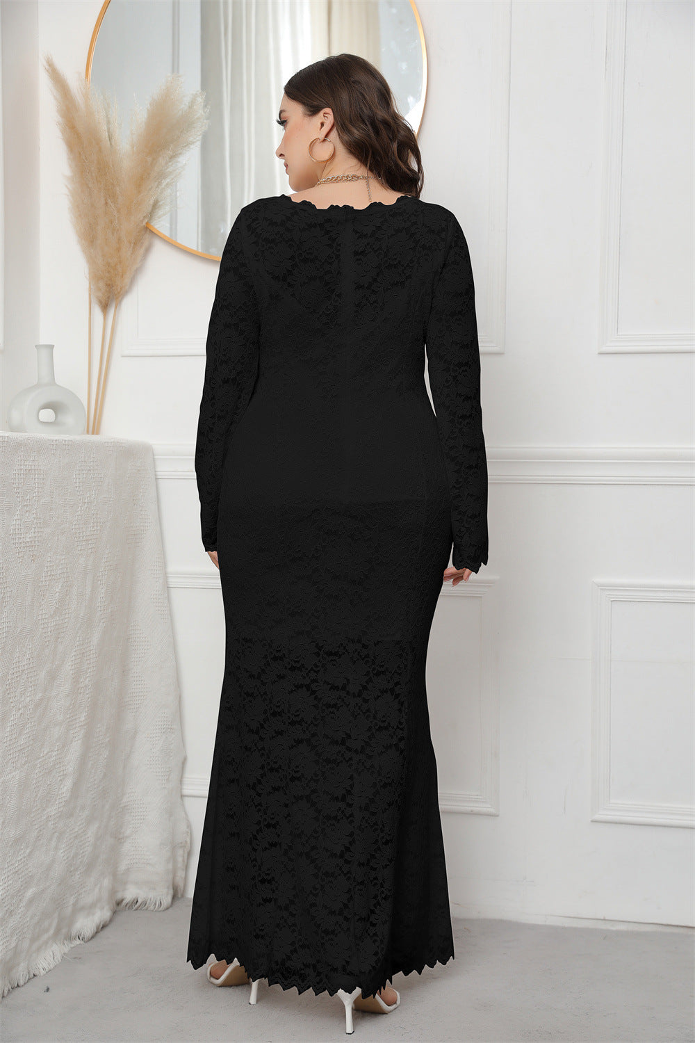 Fashion women's wear 2024  plus Size Women's Clothing New   Cross Border Foreign Trade Lace Fishtail Evening Dress Dress Sq0208