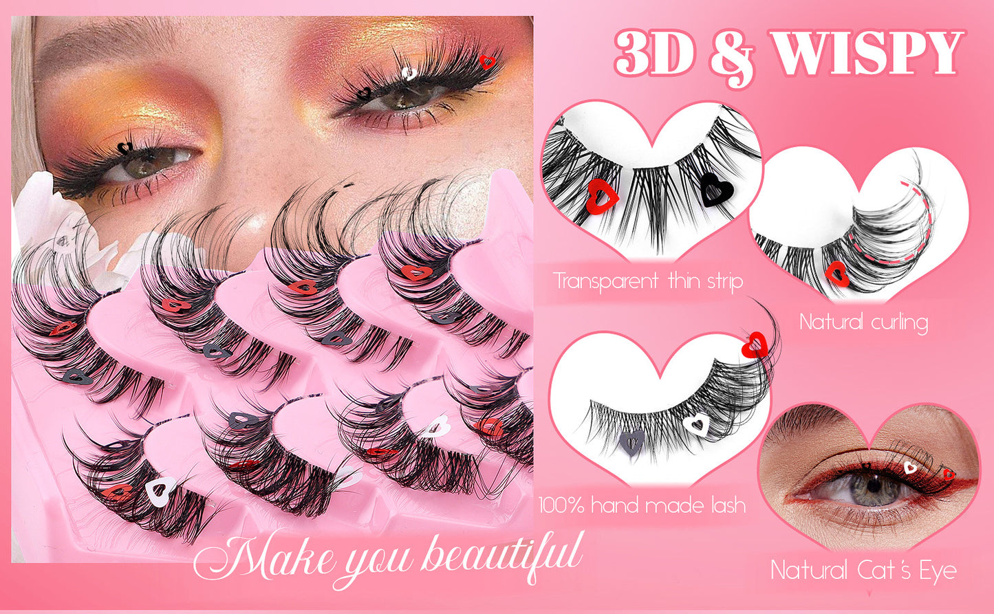 Eyelashes 4 pairs of oblique flying Fox false eyelashes natural thick curl cat eye false eyelashes