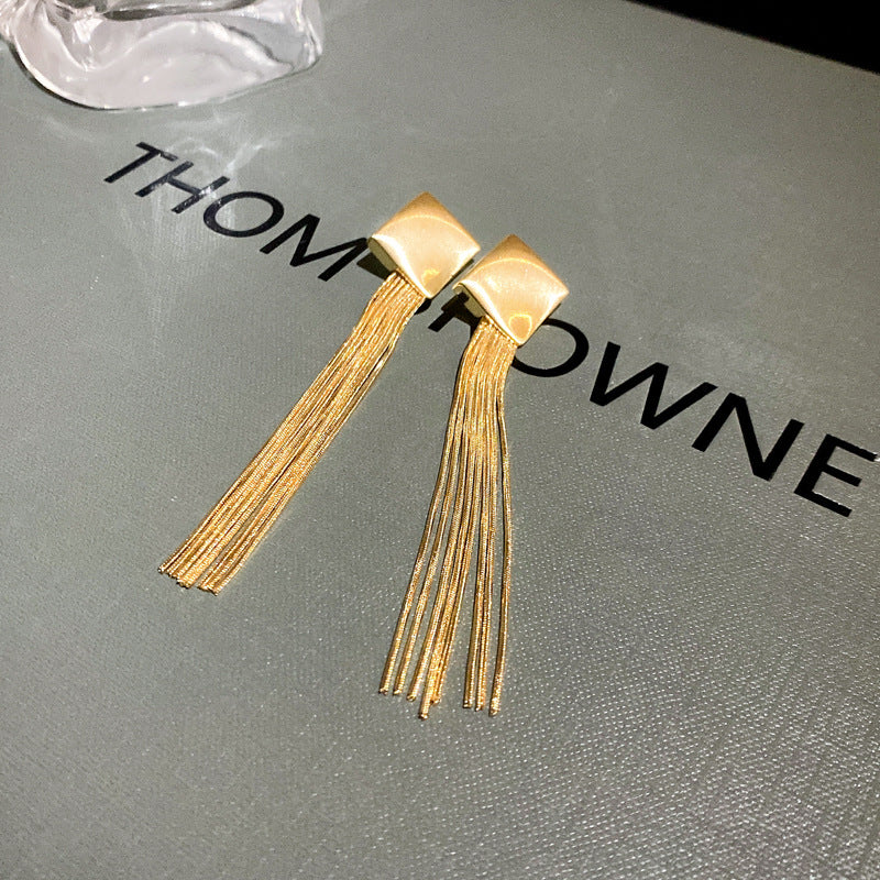 925银针金属流苏耳环欧美时尚设计感耳钉耳坠个性简约耳饰批发女
