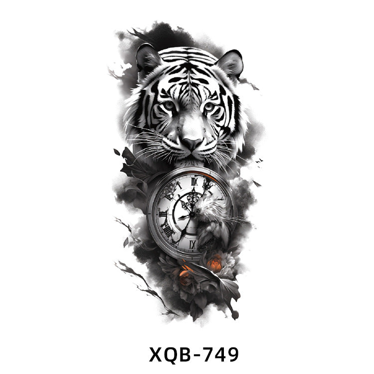 Free shipping Tattoo In Stock Wholesale Small Full Arm Tattoo Sticker Waterproof Sweatproof Tiger Animal Flower Men and Women Black and White, Colored Tattoo Sticker Paper