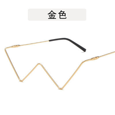 Women's fashion glasses 2024  V型镶钻个性装饰三角眼镜欧美猫眼镜框女 无片金属ins平光镜