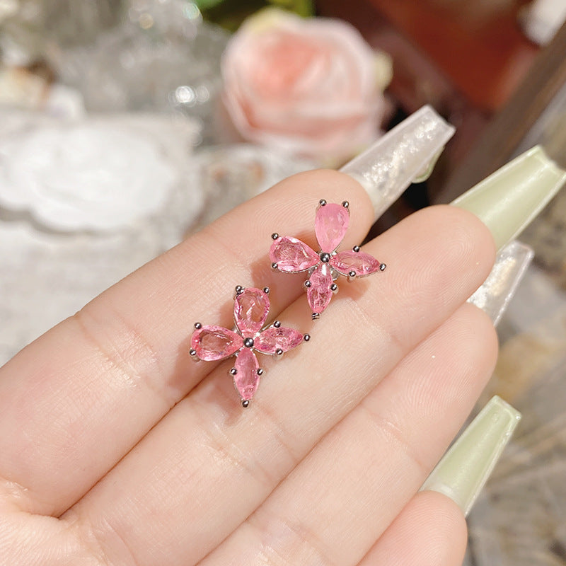 珠宝首饰山茶维多利亚胭脂粉梨花镶钻首饰套装女  仿帕拉伊巴小众精致戒指
