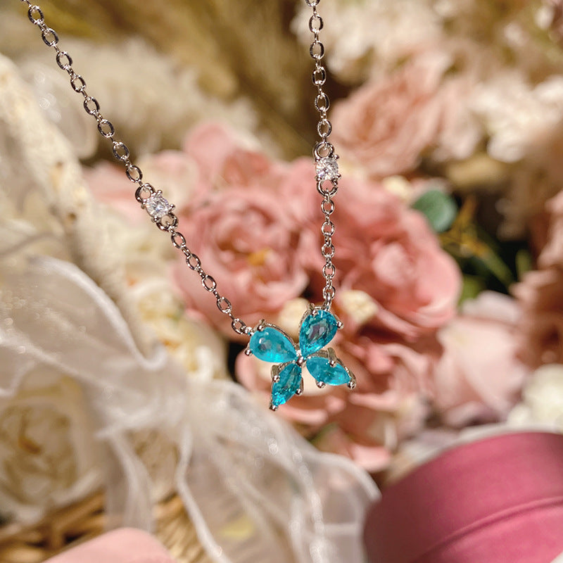珠宝首饰山茶维多利亚胭脂粉梨花镶钻首饰套装女  仿帕拉伊巴小众精致戒指