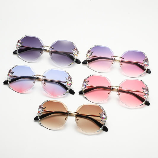 Women's fashion glasses 跨境墨镜女ins街拍大脸显瘦防紫外线太阳镜素颜神器眼镜女韩版潮