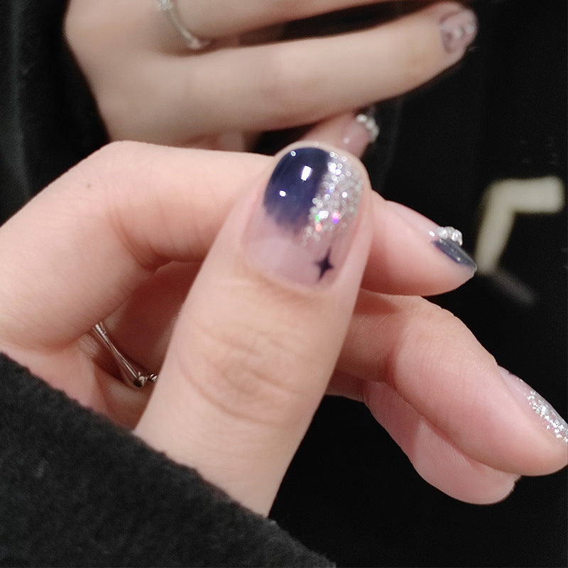 璀璨星空渐变双拼钻款穿戴甲指甲贴片美甲片假指甲美甲贴成品甲片