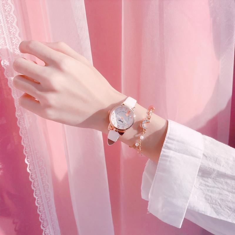 Fashion women's watchChildren's Watch Waterproof Drop-Resistant Girls Primary and Secondary School Students Korean Cute Girl Pointer Cartoon Quartz Watch