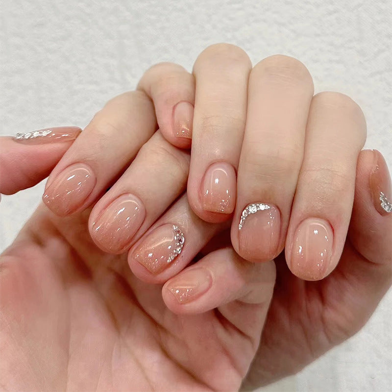 温柔千金穿戴甲钻款指甲贴片裸色美甲片细闪假指甲美甲贴片成品甲