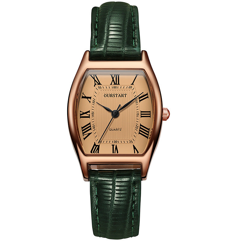 Fashion women's watchFactory Direct Sales Retro Watch Women's Wholesale Hot Cross-Border Live Broadcast Tonneau Quartz Belt Watch Women's Watch