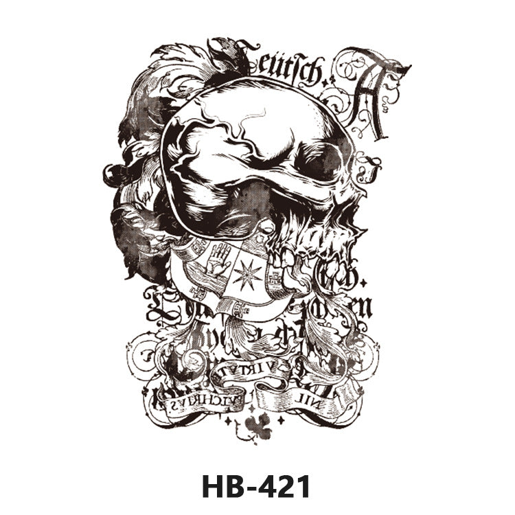 Free shipping Tattoo In Stock Cross-Border Factory Wholesale New Half Sleeve Tattoo Sticker Black Animal Skull Waterproof Tattoo Men and Women Tattoo