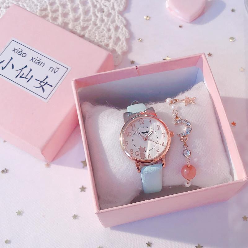 Fashion women's watchChildren's Watch Waterproof Drop-Resistant Girls Primary and Secondary School Students Korean Cute Girl Pointer Cartoon Quartz Watch