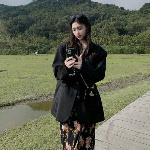 Fashion women's wear Tea Break French Floral Strap Dress Women's Summer Small Flounced Sleeve Tight Waist Fishtail Hip Skirt Seaside Holiday Beach Skirt