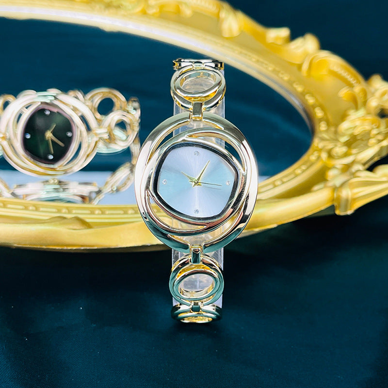 Fashion women's watchCross-Border Foreign Trade Women's Quartz Watch Hollow Flower Rhinestone Bracelet Watch Special Interest Light Luxury All-Match Women's Watch Wholesale