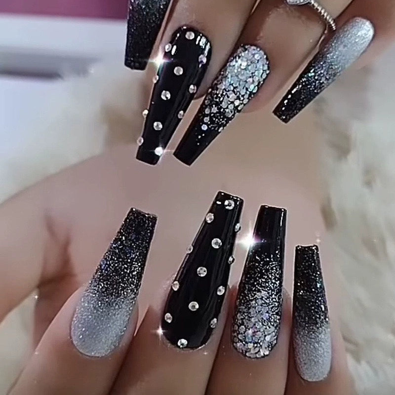 (Hand made nail) Kardashian, European and American Spicy Girl, Little Red Book, Dark Super Long, Internet Celebrity Cross border Nail Art, Detachable and Reusable Nail