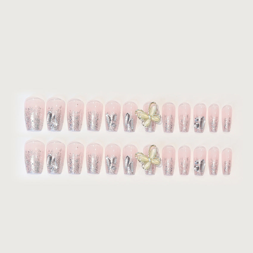 Fashion  nail New Manicure Wear Nail Advanced Pure Desire Wind Rhinestone Nail Patch Wear Nail Butterfly Nail Stickers Wholesale A40