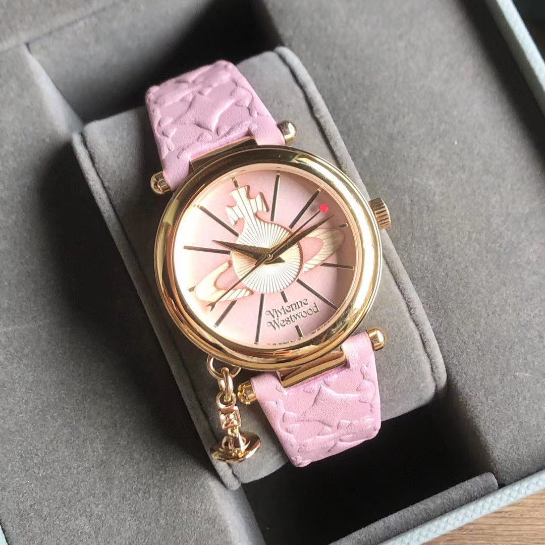 Fashion women's watchOne Piece Dropshipping Weiwei'an Queen Mother Ice Crushing Blue Watch New Dark Plum Purple Women's Watch Pitaya Saturn Small Golden Watch