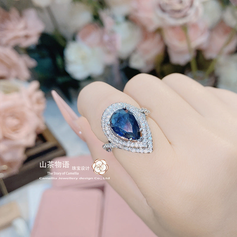 Camellia超大克拉富婆的快乐戒指 镀金微镶5A锆石璀璨高级感指环