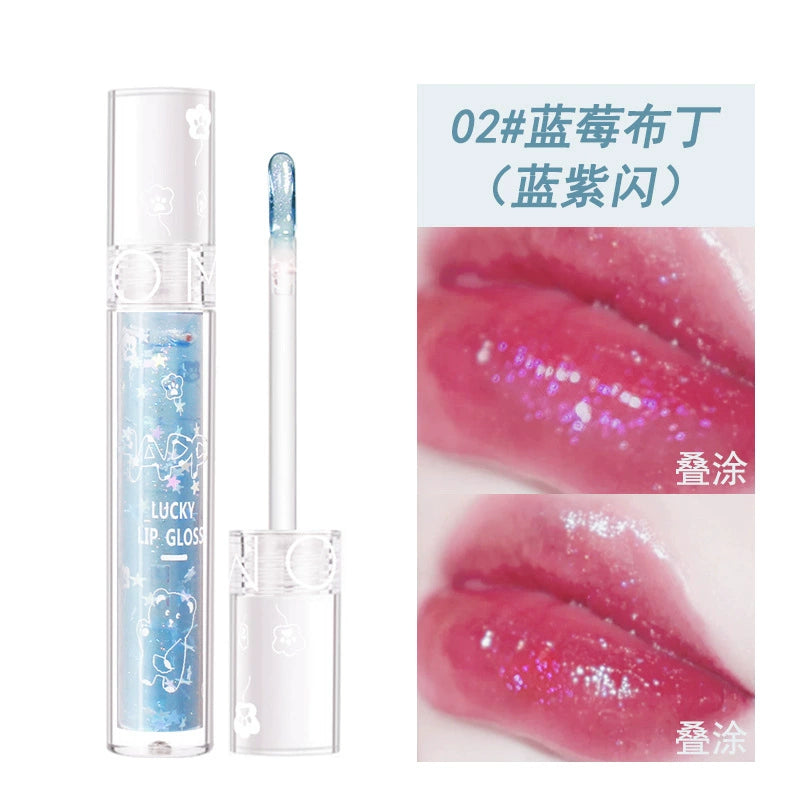 透明口红唇蜜珠光带闪玻璃唇无色细闪唇釉闪光叠涂口红亮晶晶闪亮超闪