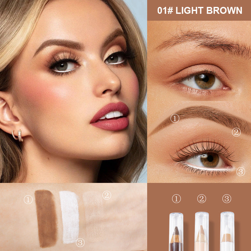 EYEBROW高性价比实用修容遮瑕眼线持久眉笔防水3支套装