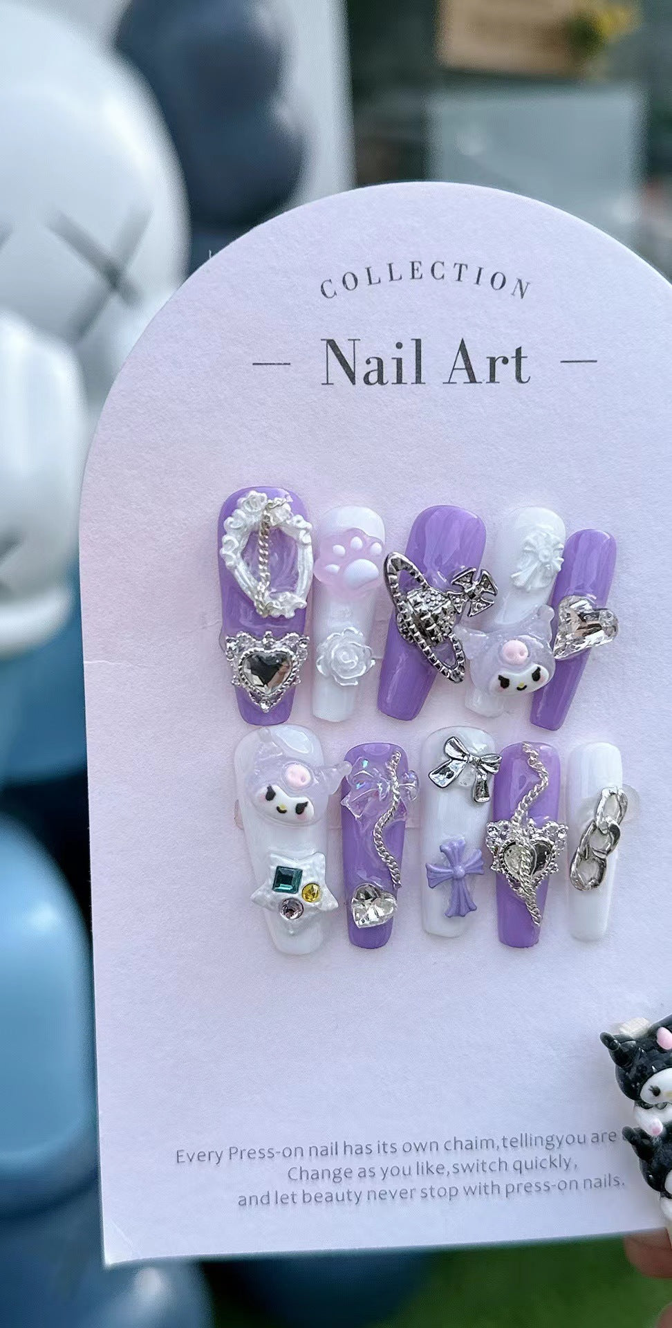 Fake Nails Nail Stickers Dream Purple Princess Style Clow M Hot Girl Wear Armor Handmade Can Be Repeatedly Made
