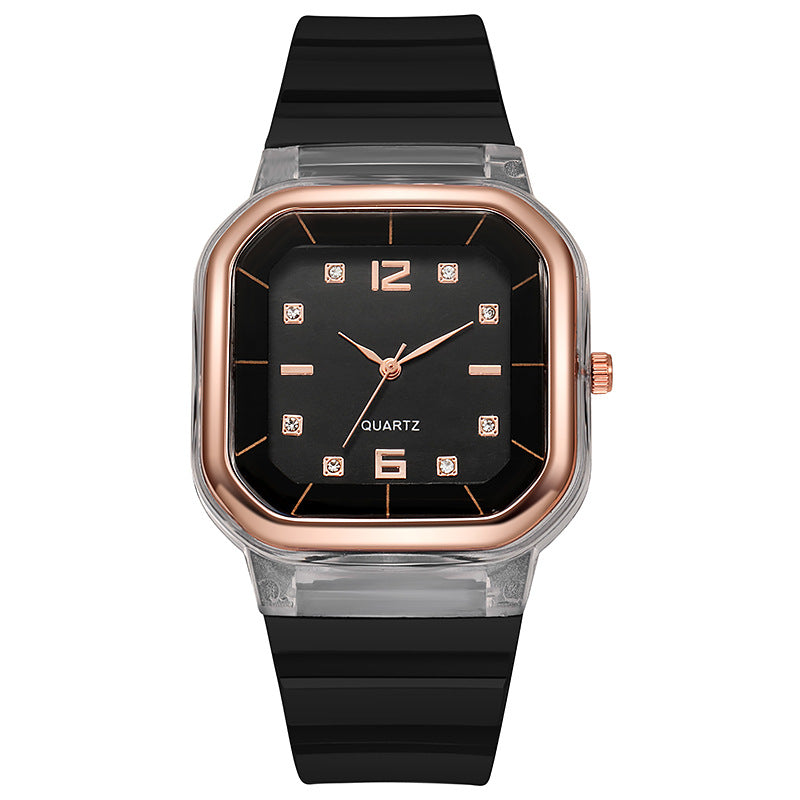 Fashion women's watchSpring and Summer Watch Women's Square Watch Student Children's Watch Silicone Diamond Fashion Wholesale Women's Watch