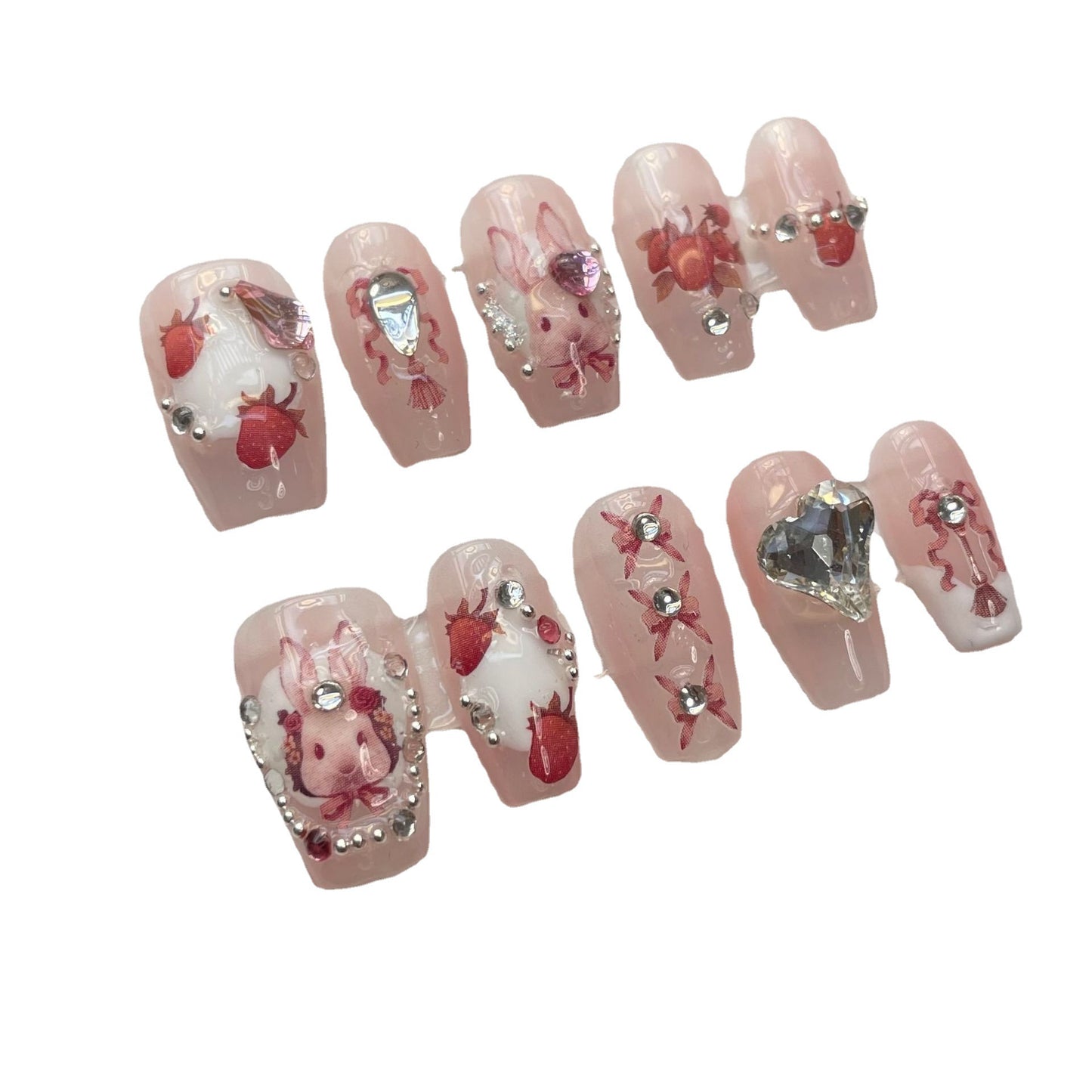 (reusable nail)情定手工高定穿戴甲爱丽丝仙境可拆穿戴式美甲成品假指甲贴片