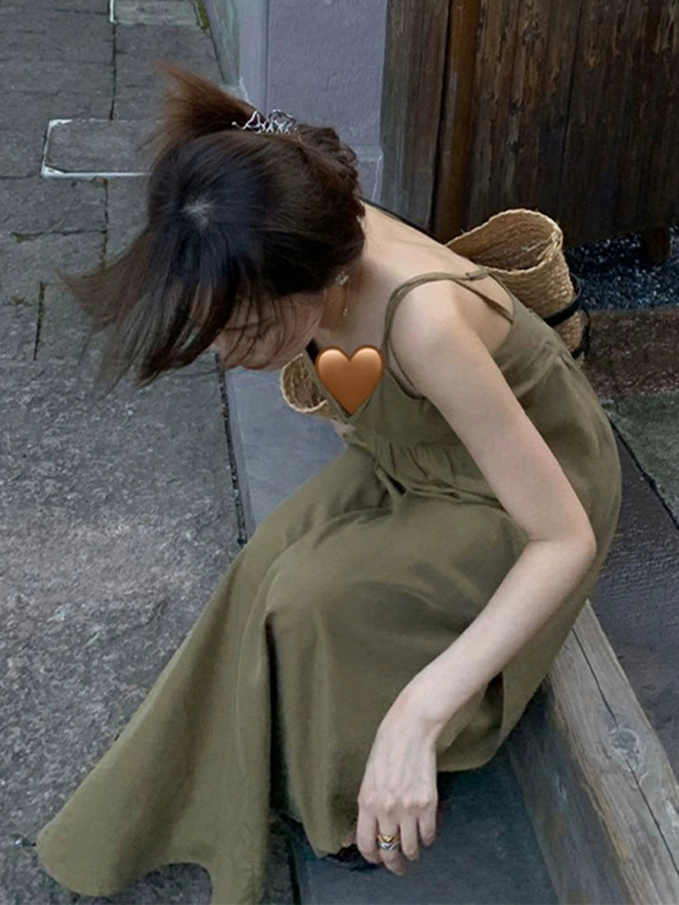 Fashion women's wear Tea Break French Style V-neck Sling Dress Women's Summer 2024 New Seaside Holiday High Sense Temperament Long Dress