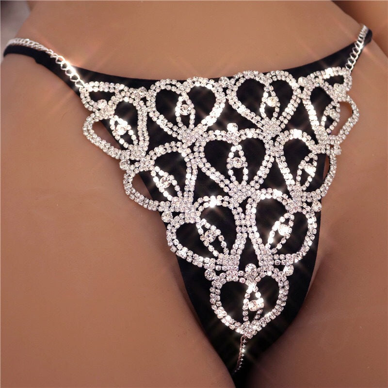 Fashion Jewelry Cross border Explosives Sexy Body Chain Water Diamond Luxury Underwear Set Instagram Popular Nightclub Love Body Chain