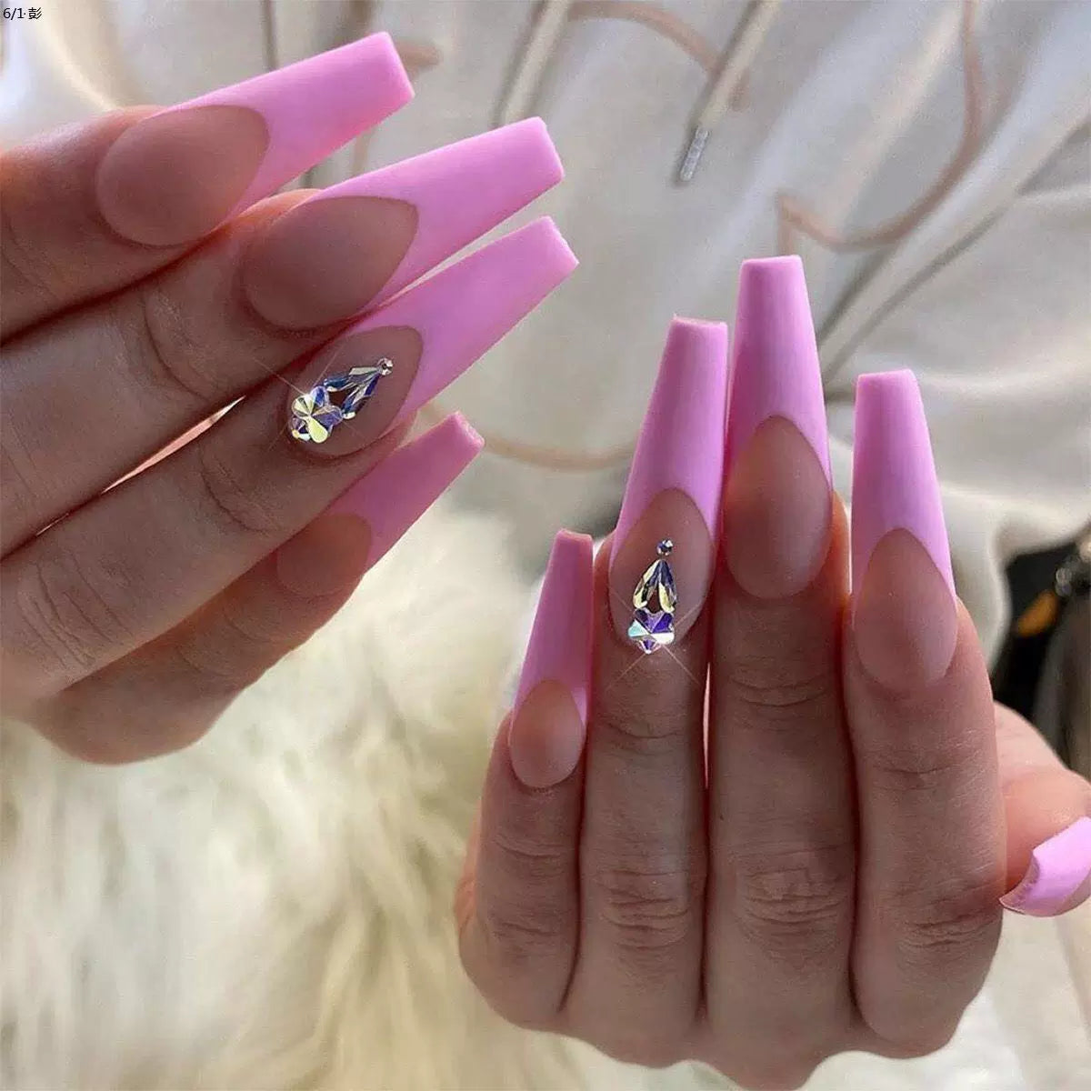 (Hand made nail) European and American style ballet long style nail patch fake nail product nail patch detachable and reusable for wearing nails