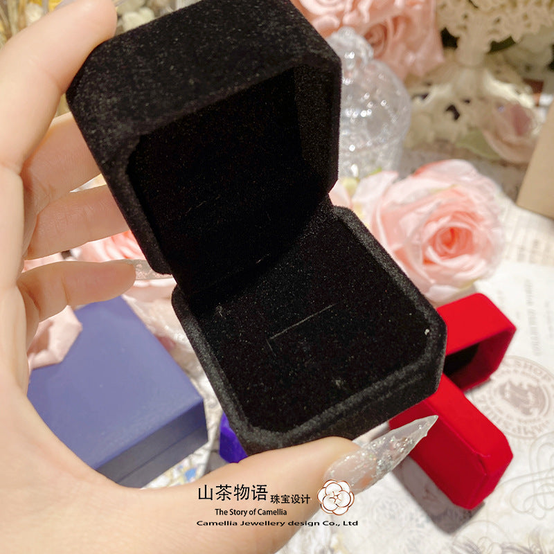 山茶新款悬浮PE包装盒 3件套装饰品礼盒系列 结婚珠宝绒布戒指盒