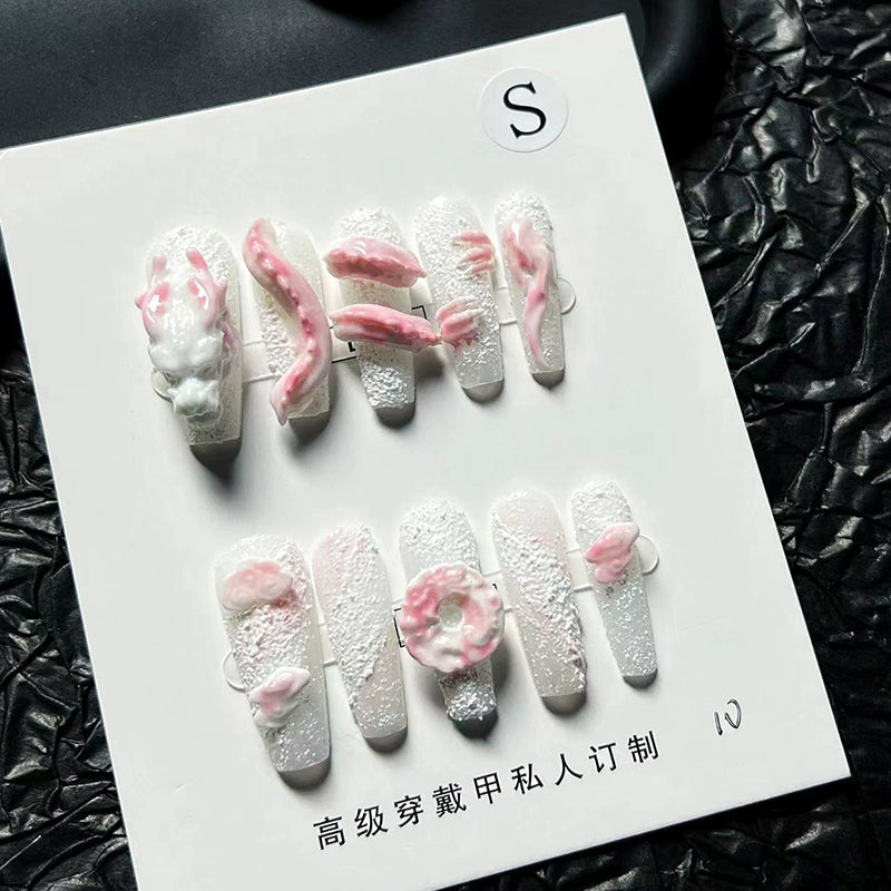 (Hand made nail) Handmade wearable armor dragon element heavy industry finished product, hand drawn three-dimensional nail patches, detachable and luxurious temperament