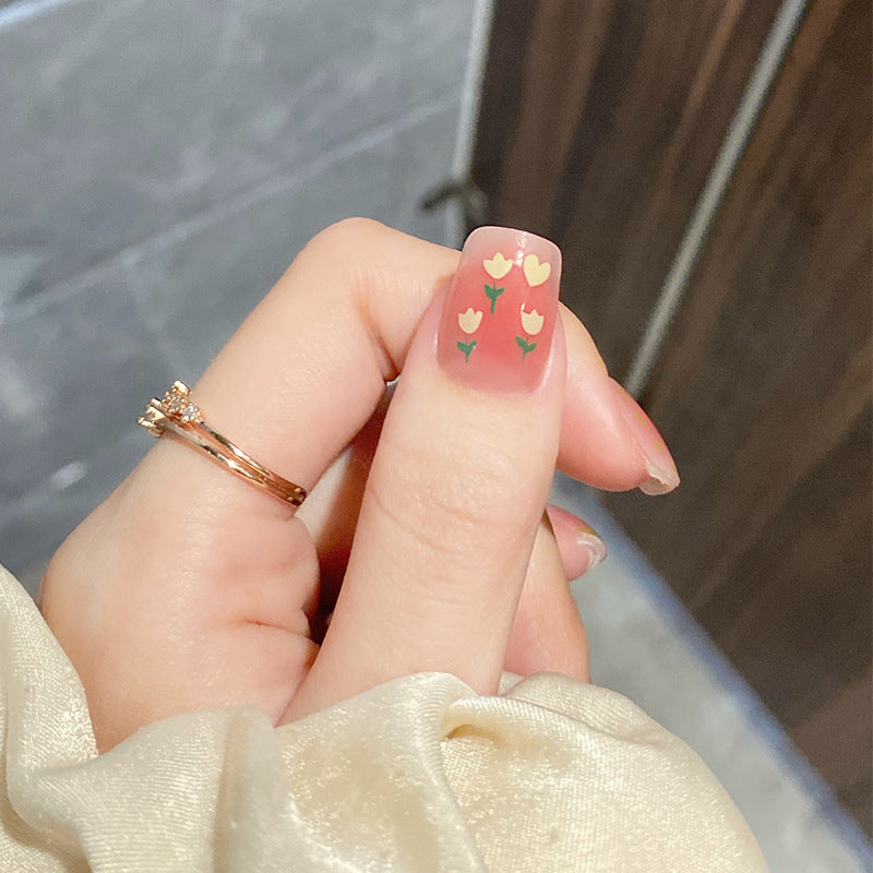 温柔花圃穿戴甲腮红晕染指甲贴片法式美甲片假指甲美甲贴成品甲片