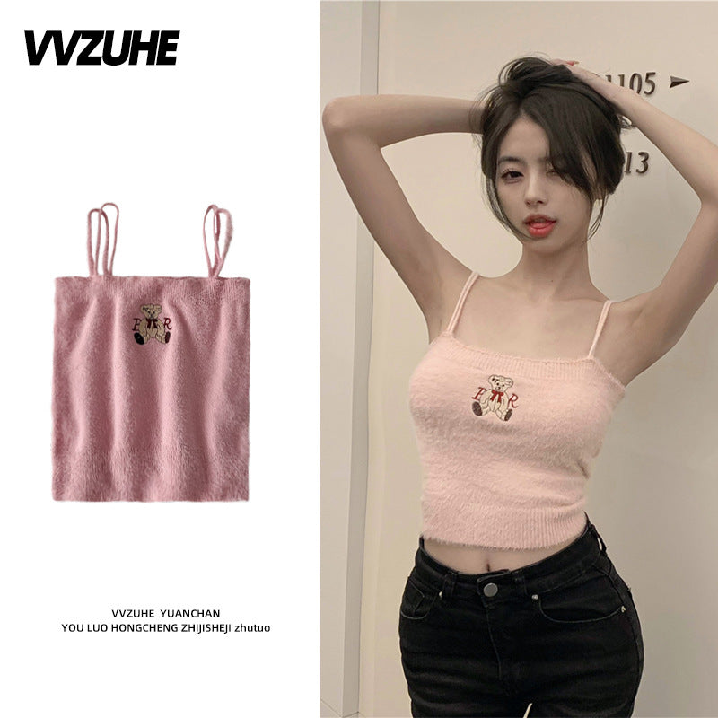 Dopamine tops Free shipping Tattoo Pink Dopamine Wear Seaside Small Suspender Female Sexy Neck Wear Vest Sweet Spicy Thai Top Spice Girl Summer